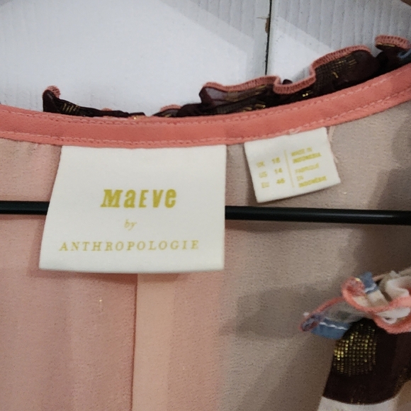 EUC Anthropologie | Maeve Ruffle Detail Fantasia Metallic Clip Dot Blouse - Picture 11 of 14